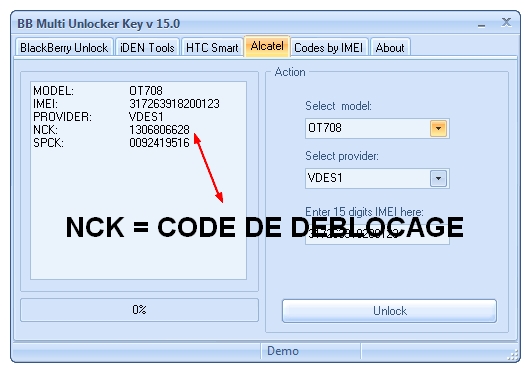 comment trouver code nck alcatel