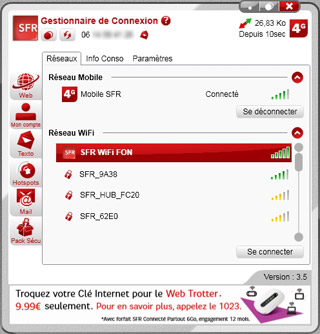 gestionnaire 3G sfr apercus