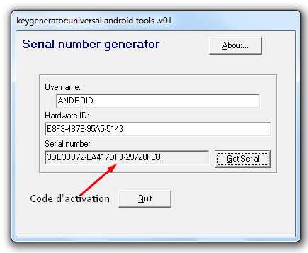 activation code android tools 2014